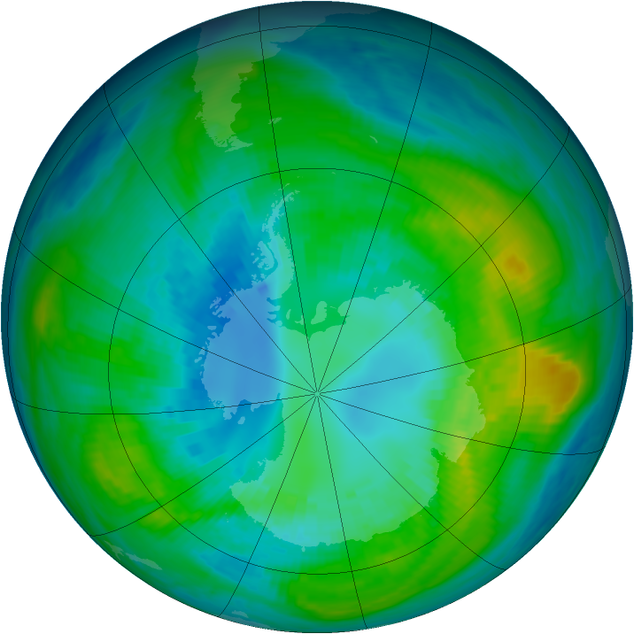 Antarctic ozone map for 12 April 1980